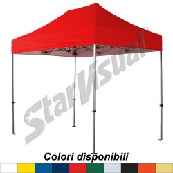 Gazebo 3x2 mt richiudibile automatico e pieghevole a fisarmonica IMPERMEABILE e IGNIFUGO con TETTO COLORATO - serie BASIC