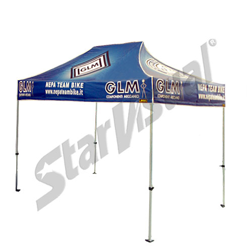 Gazebo 3x2 mt personalizzato con TETTO STAMPATO richiudibile automatico e pieghevole a fisarmonica - serie BASIC