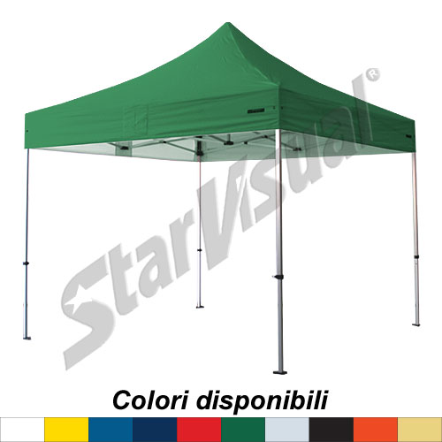 Gazebo 4x4 mt richiudibile automatico e pieghevole a fisarmonica IMPERMEABILE e IGNIFUGO con TETTO COLORATO - serie SUPER-ELEGANT