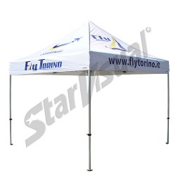 Gazebo 3x3 mt personalizzato con TETTO STAMPATO richiudibile automatico e pieghevole a fisarmonica - serie BASIC