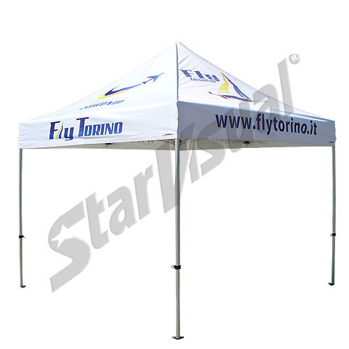 Gazebo 3x3 mt personalizzato con TETTO STAMPATO richiudibile automatico e pieghevole a fisarmonica - serie BASIC Gazebo 3x3 mt personalizzato con TETTO STAMPATO richiudibile automatico e pieghevole a fisarmonica - serie BASIC