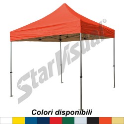 Gazebo 3x3 mt richiudibile automatico e pieghevole a fisarmonica IMPERMEABILE e IGNIFUGO con TETTO COLORATO - serie ELEGANT