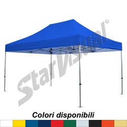 Gazebo 4,5x3 mt richiudibile automatico e pieghevole a fisarmonica IMPERMEABILE e IGNIFUGO con TETTO COLORATO - serie ELEGANT