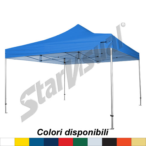 Gazebo 4x4 mt richiudibile automatico e pieghevole a fisarmonica IMPERMEABILE e IGNIFUGO con TETTO COLORATO - serie ELEGANT