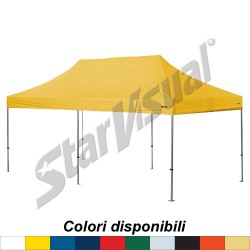 Gazebo 6x3 mt richiudibile automatico e pieghevole a fisarmonica IMPERMEABILE e IGNIFUGO con TETTO COLORATO - serie ELEGANT