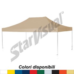 Gazebo 6x4 mt richiudibile automatico e pieghevole a fisarmonica IMPERMEABILE e IGNIFUGO con TETTO COLORATO - serie SUPER-ELEGANT