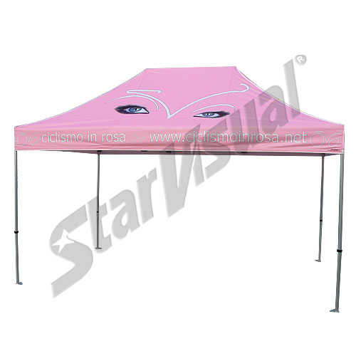 Gazebo 6x4 mt personalizzato con TETTO STAMPATO richiudibile automatico e pieghevole a fisarmonica - serie SUPER-ELEGANT